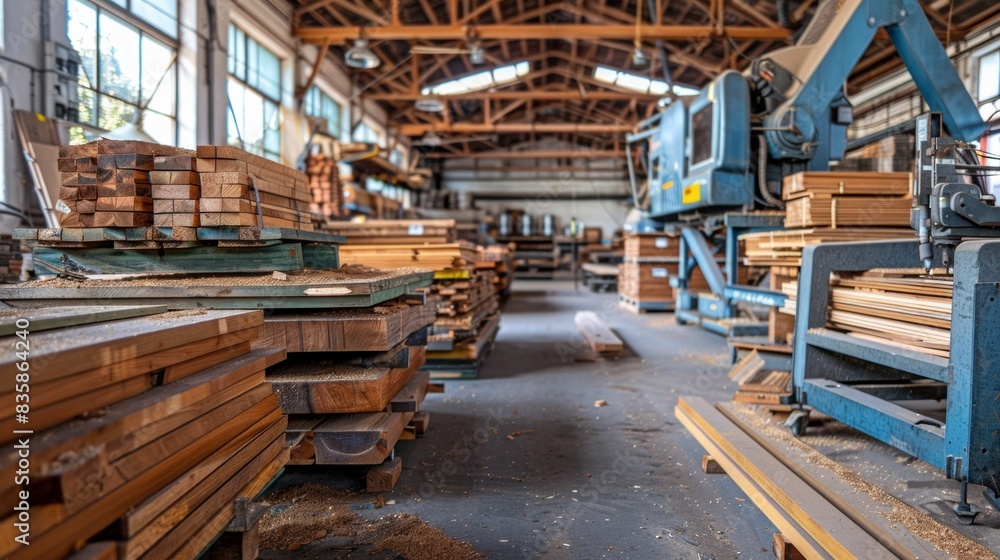Wood Processing Factory with Sawing Machines Wood Processing Factory with Sawing Machines