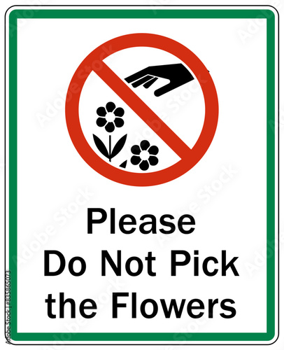 Do not pick flower sign