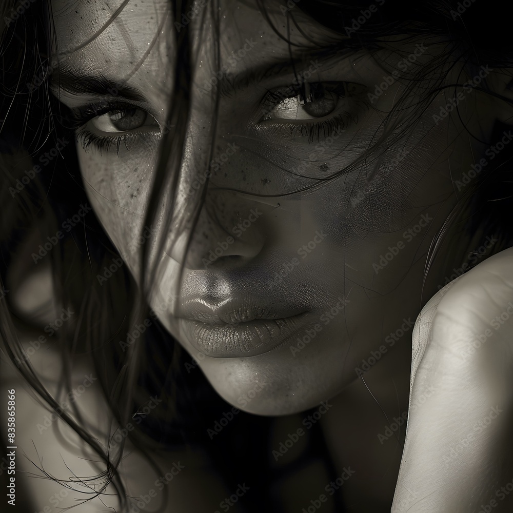 Intense Gaze Black and White Portrait Intense Gaze Black and White Portrait