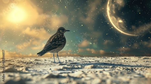 A bird standing on the earth photo