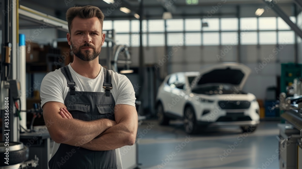 The mechanic in auto workshop The mechanic in auto workshop