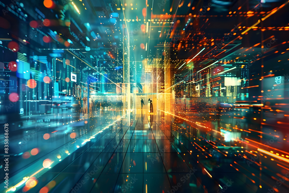innovative digital visualization showcases future technology, vibrant colors symbolize advanced intelligence. generative ai innovative digital visualization showcases future technology, vibrant colors symbolize advanced intelligence. generative ai