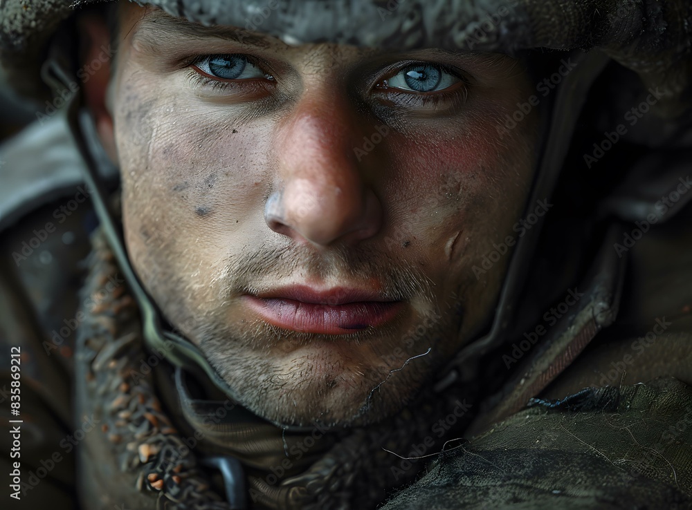 Portrait of a soldier with blue eyes Portrait of a soldier with blue eyes