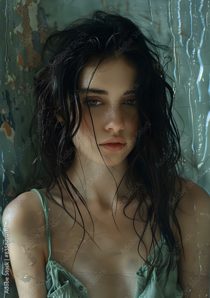 portrait of a young woman with wet hair portrait of a young woman with wet hair