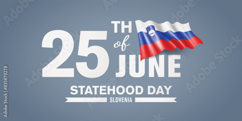 Slovenia happy statehood day greeting card, banner with template text vector illustration