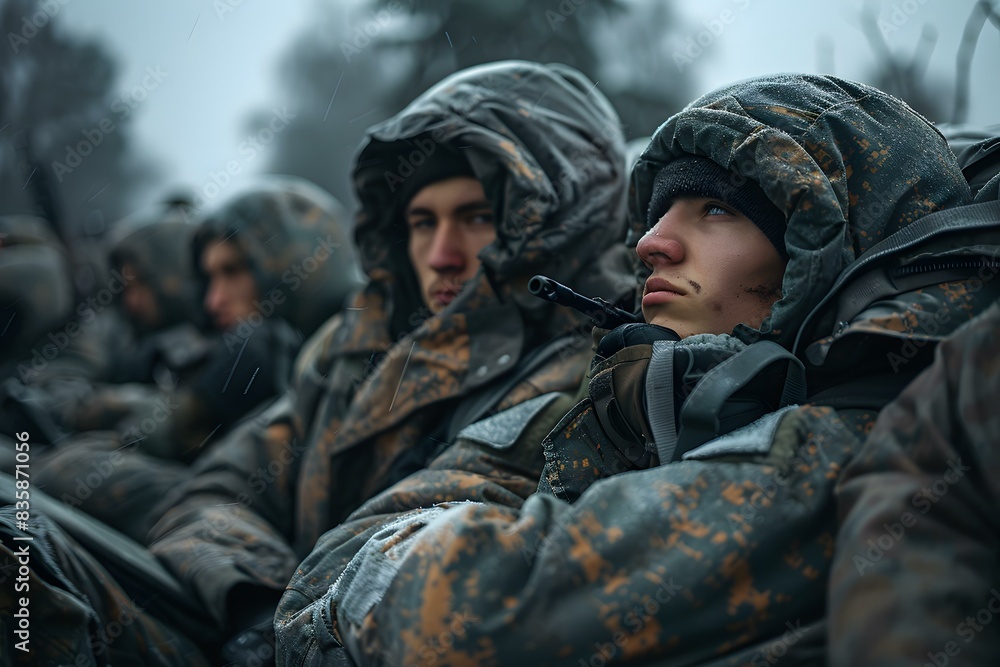 Portrait of a group of soldiers in winter gear Portrait of a group of soldiers in winter gear