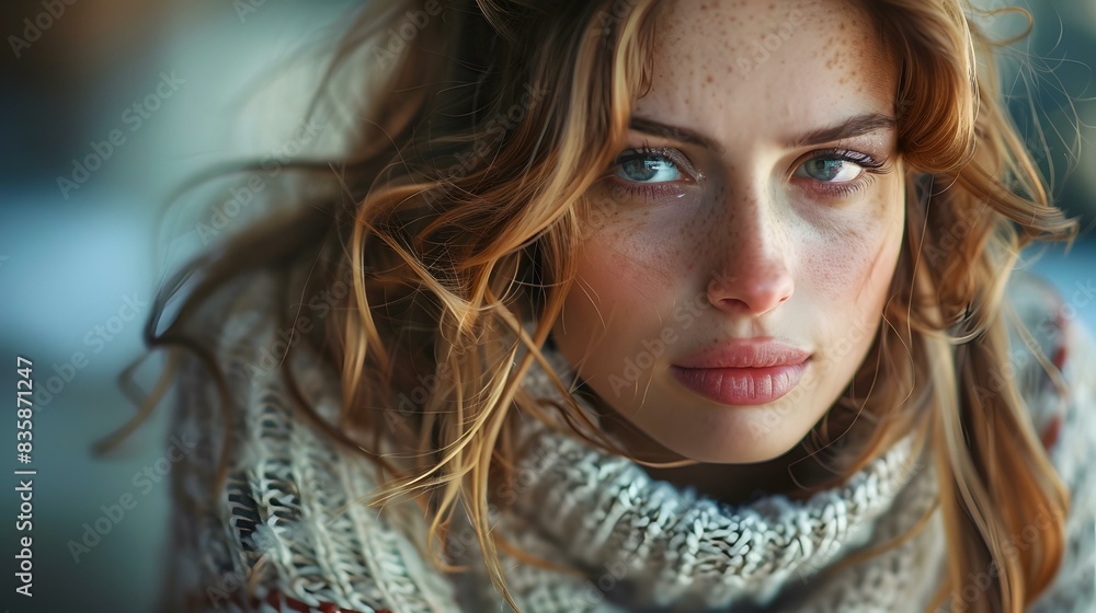 portrait of a young woman with freckles portrait of a young woman with freckles