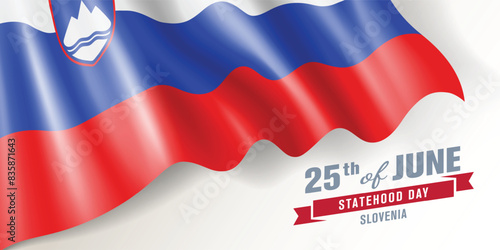 Slovenia statehood day vector banner, greeting card