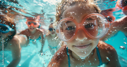 Wallpaper Mural many kids are underwater in a pool,generative ai Torontodigital.ca