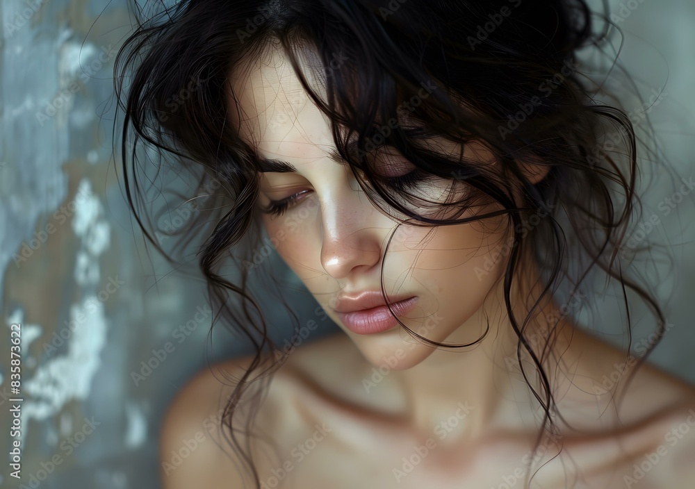 portrait of a beautiful woman with dark hair portrait of a beautiful woman with dark hair