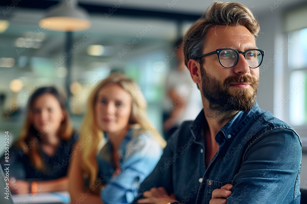 pensive man with beard looking away from camera pensive man with beard looking away from camera