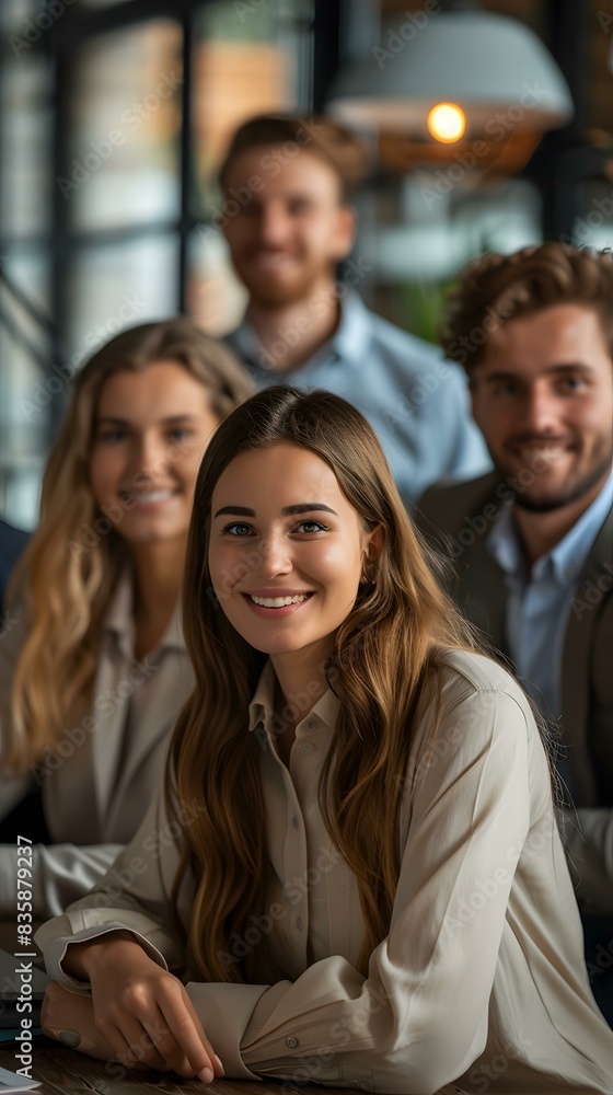Portrait of a group of young professionals smiling and looking at the camera Portrait of a group of young professionals smiling and looking at the camera