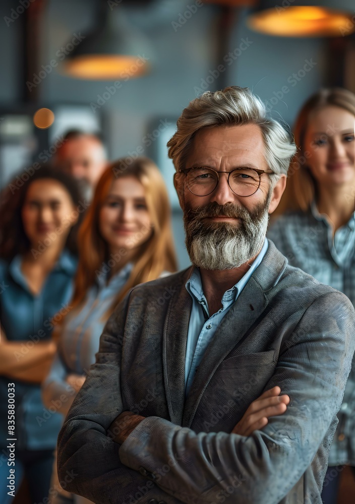 portrait of a successful businessman with crossed arms in front of a blurred background portrait of a successful businessman with crossed arms in front of a blurred background