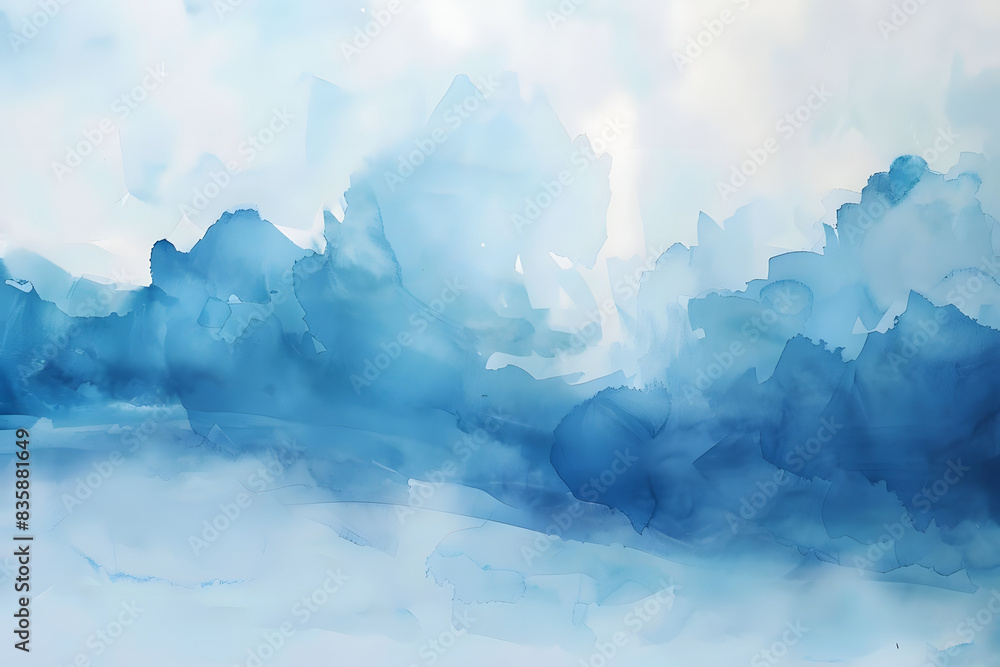 abstract blue watercolor clouds evoke a sense of tranquility and calm. generative ai abstract blue watercolor clouds evoke a sense of tranquility and calm. generative ai