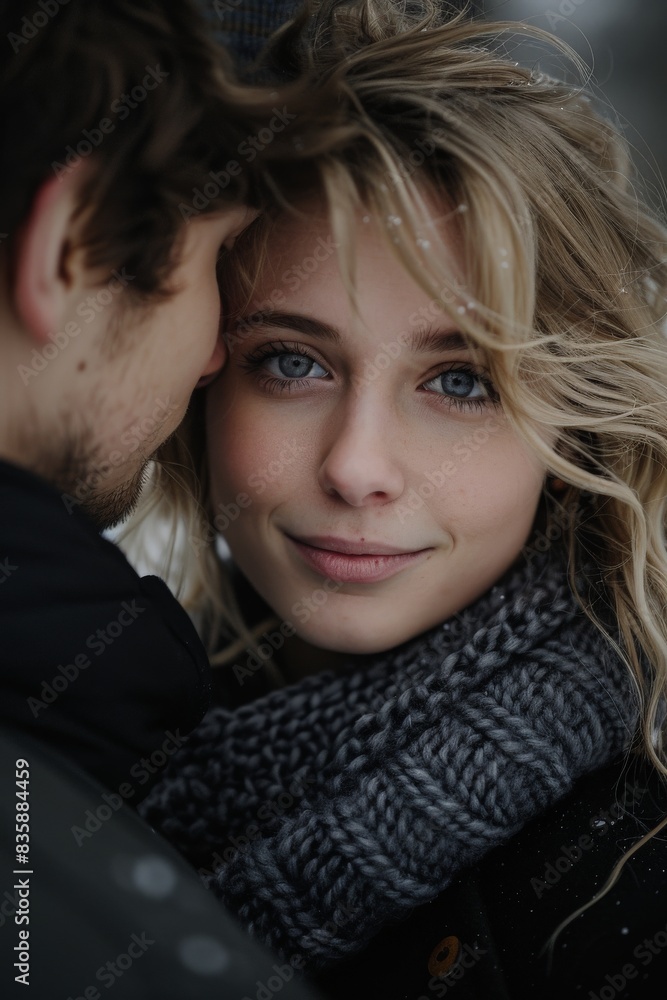 Woman With Blonde Hair and Blue Eyes Smiles at the Camera Woman With Blonde Hair and Blue Eyes Smiles at the Camera