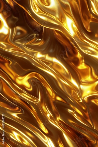 Abstract Golden Liquid Waves Background