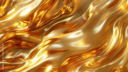 Abstract Golden Liquid Waves Background