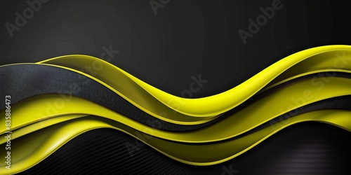 Abstract Black and Yellow Wavy Lines on a Gradient Background