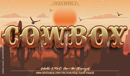 Cowboy  Vector Text Effect Editable Alphabet Western Vintage Wild Country photo