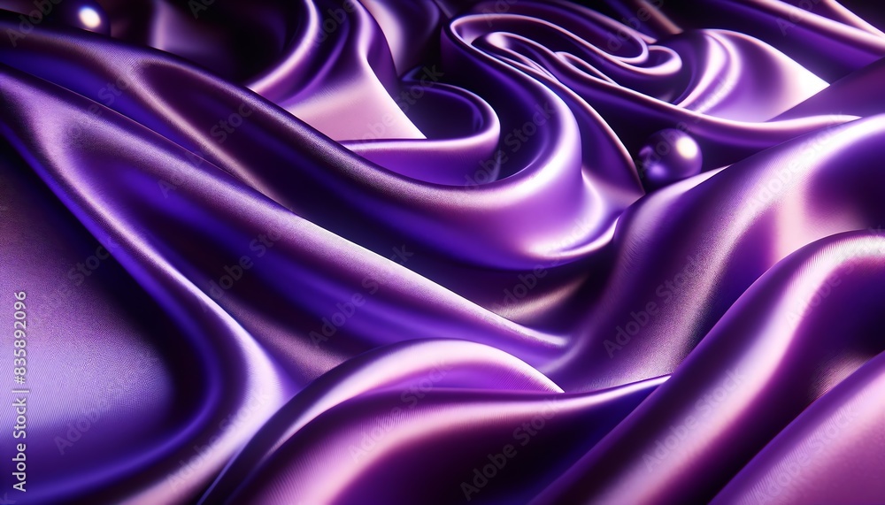 A smooth, silky purple fabric with soft folds and gentle waves A smooth, silky purple fabric with soft folds and gentle waves