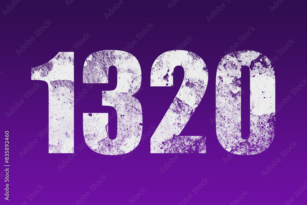 flat white grunge number of 1320 on purple background. flat white grunge number of 1320 on purple background.