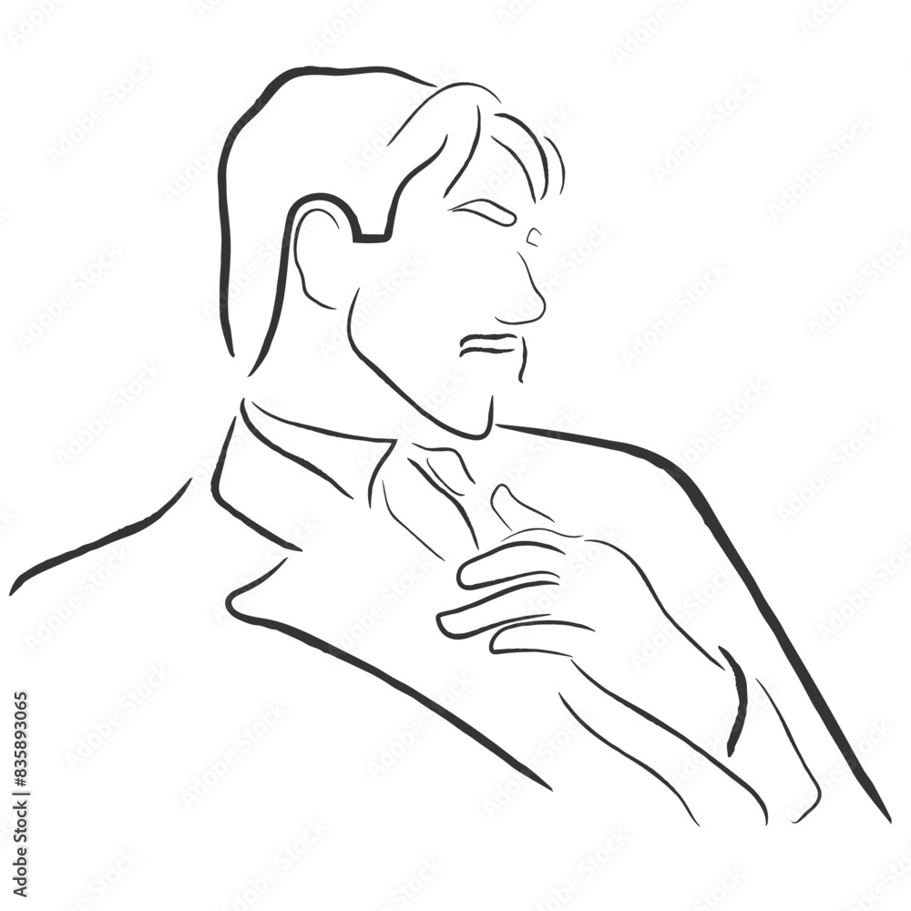 Hand drawn line art vector of a poet. Pain, passion and literature concept. Hand drawn line art vector of a poet. Pain, passion and literature concept.