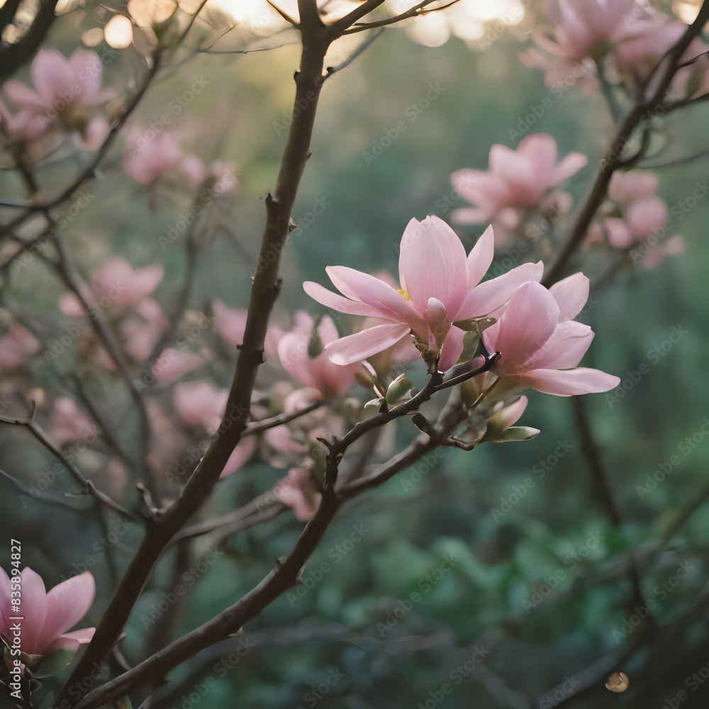 Fototapeta premium a pink flower that is growing on a tree