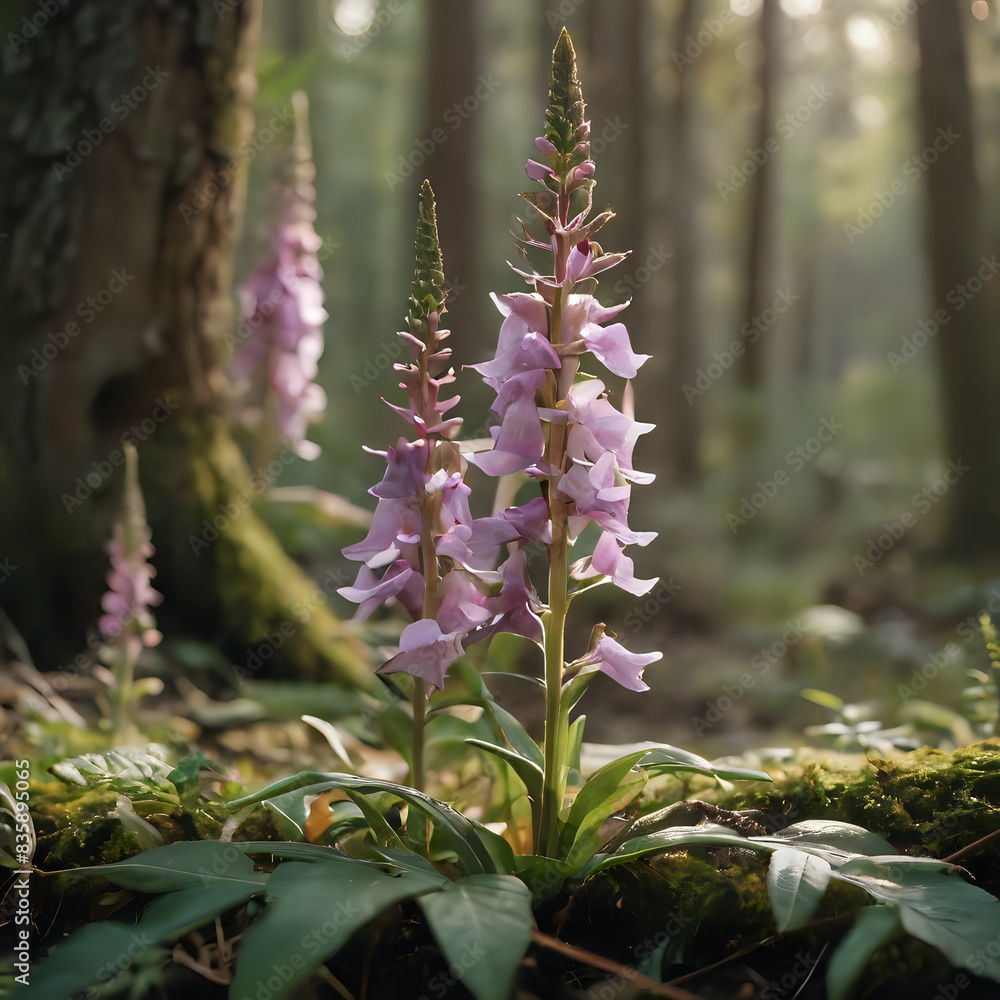 Obraz premium a plant that is growing in the middle of the woods
