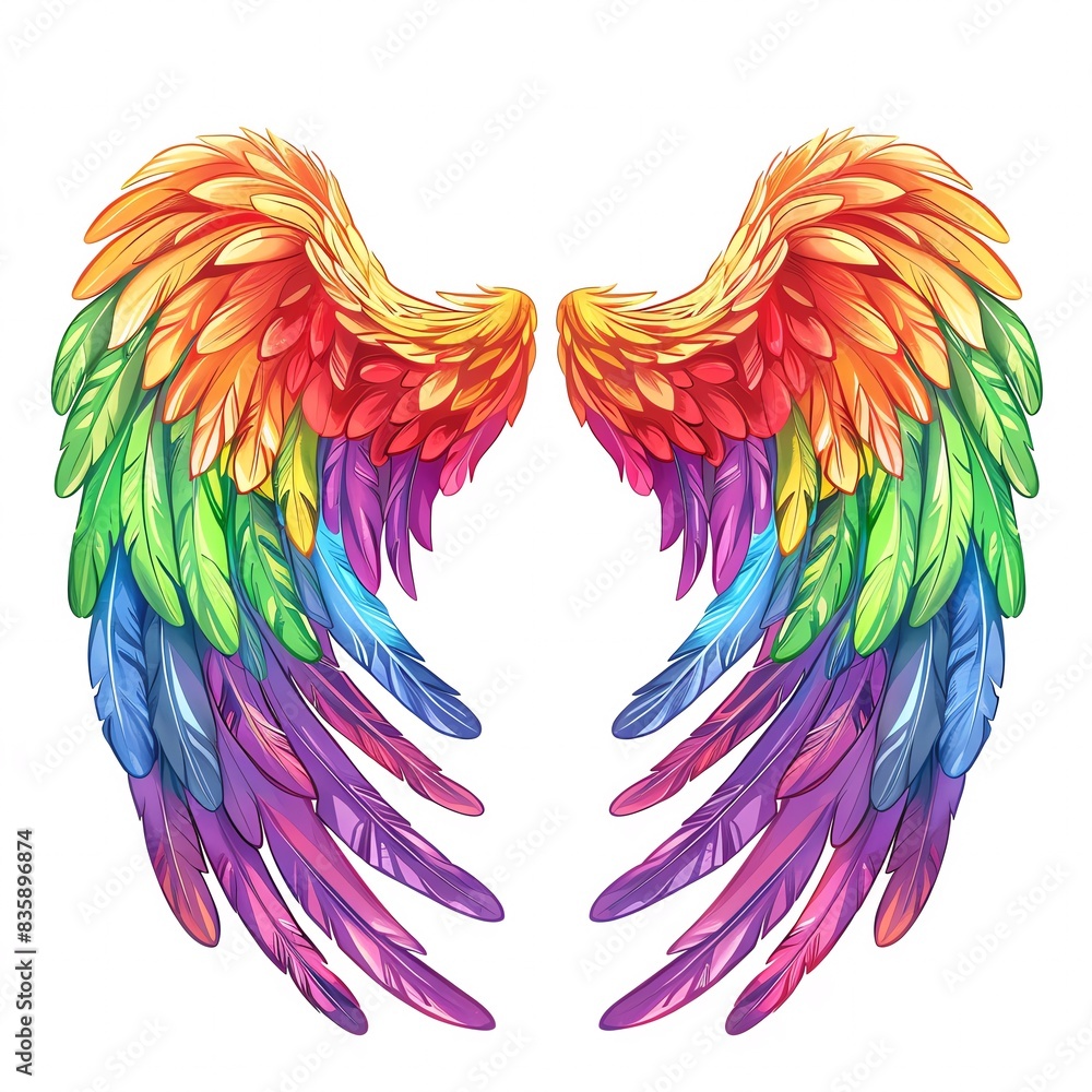 Obraz premium Rainbow wings, representing LGBTQIA freedom and expression