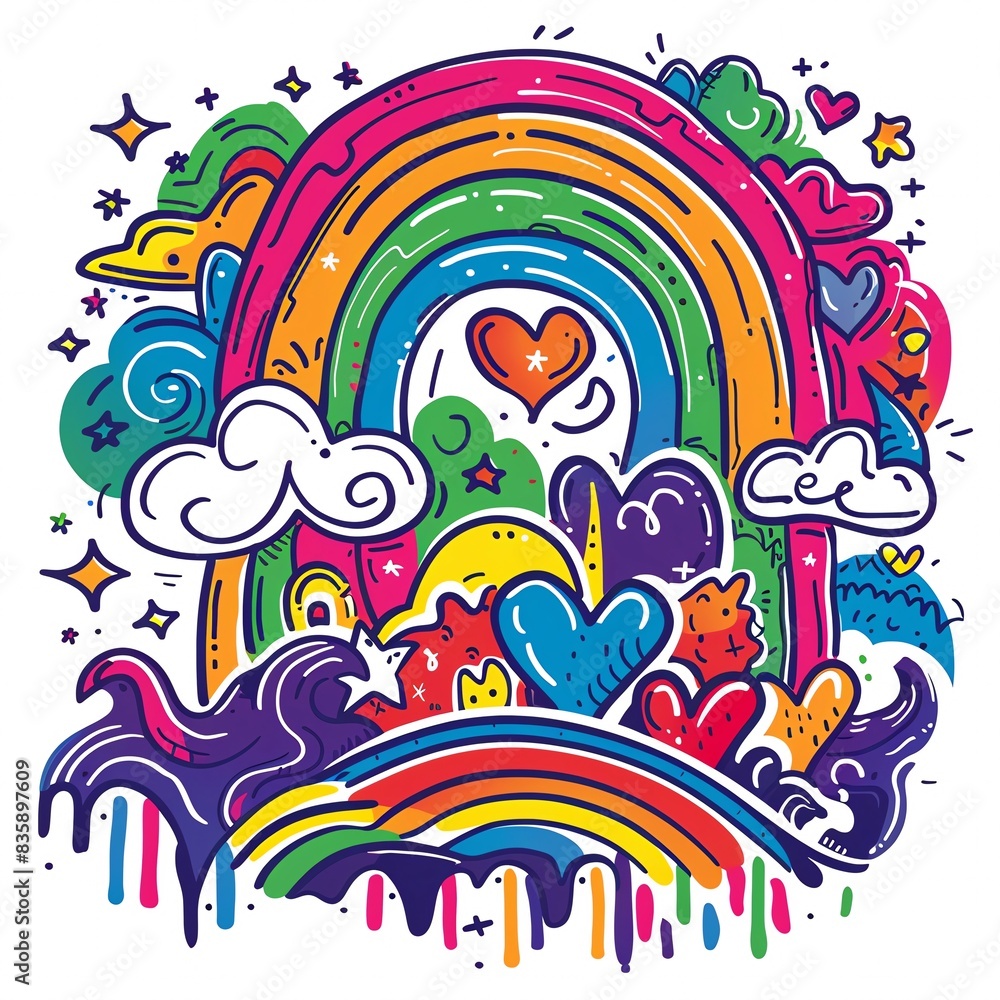 Street art with rainbow graffiti, LGBTQIA pride