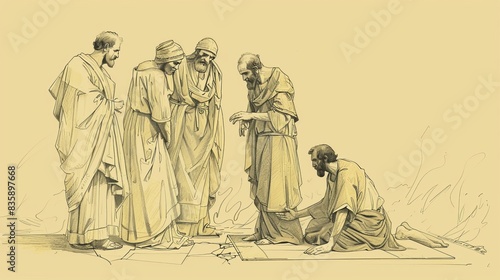 Psalms 37 Biblical Illustration: Trust, Do Good, Downfall of Wicked, Blessings - Beige Background with Copyspace for Inspirational Use