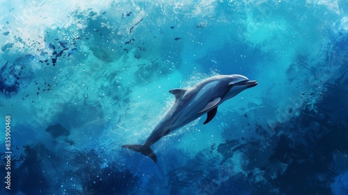 Wallpaper Mural A dolphin gracefully diving into the depths of the ocean, disappearing into the azure blue waters with elegance and grace. Torontodigital.ca