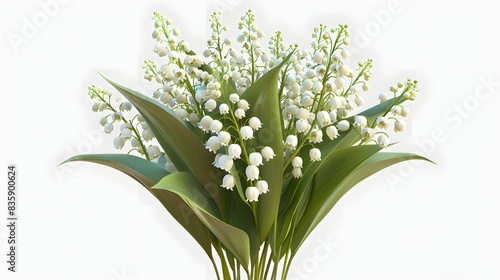 Bouquet of lilies of the valley isolated isolated on white background  hyperrealism  png 