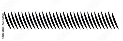 Slash line. Border with diagonal lines. Angle of tilt stripes. Black pattern of footer isolated vector on white background. Eps 10.
