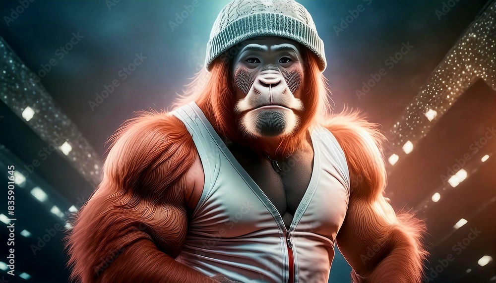 A bodybuilding orangutan at the gym A bodybuilding orangutan at the gym