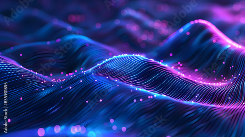 vibrant cyber wave pattern glowing in blue and purple. tech concept for digital innovation. generative ai