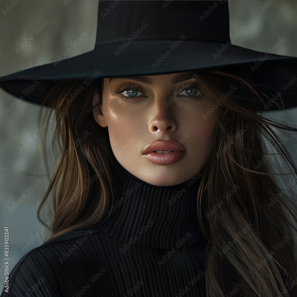 Fashionable Model in Chic Black Outfit Fashionable Model in Chic Black Outfit