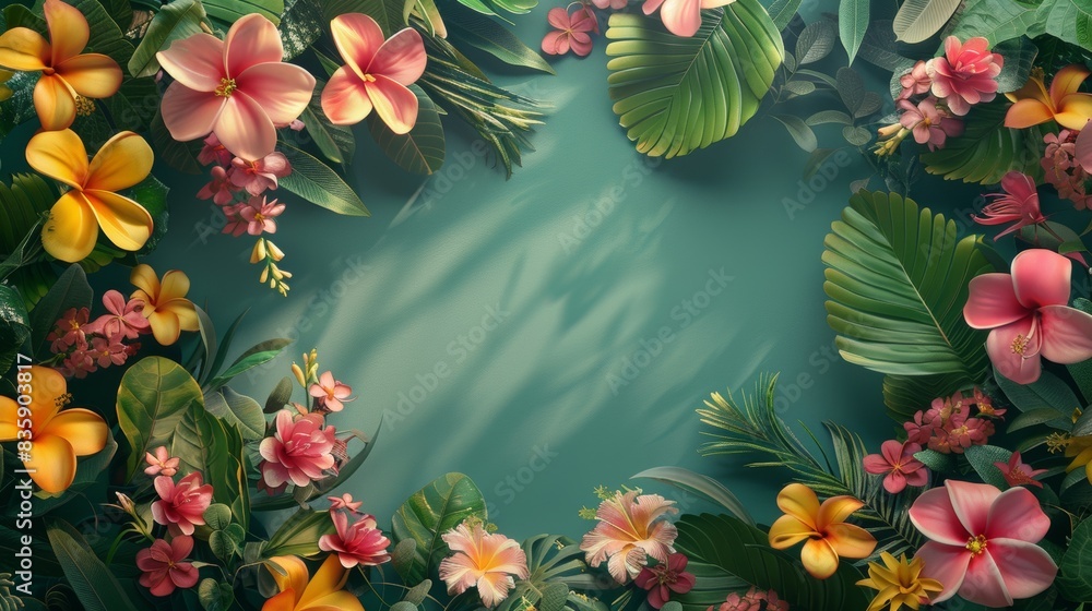 Tropical Flowers and Greenery in a Beach Garden Tropical Flowers and Greenery in a Beach Garden