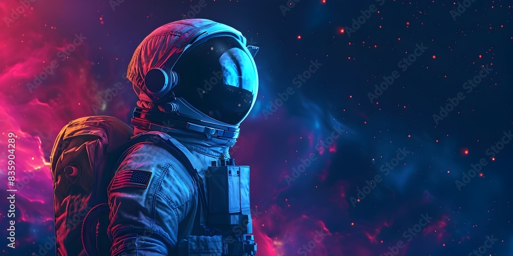 Solitary Intrepid Astronaut Weathering the Isolation of Deep Space Amid a Cosmic Nebula Backdrop