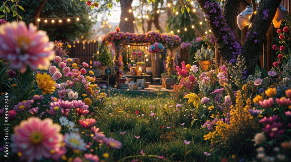 Obraz premium A decorated garden with full of flowers
