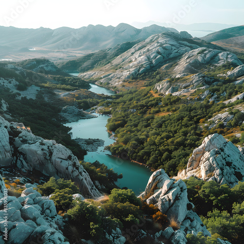 Scenic view of paklenica national park in the velebit mountains. one of the most popular travel destination in croatia isolated on white background, cinematic, png
 photo