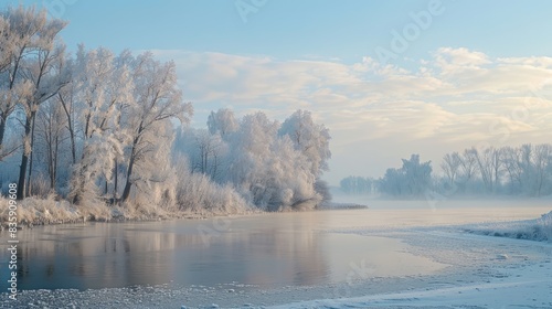 Obraz na płótnie Scenic beauty on a chilly winter morning w salonie