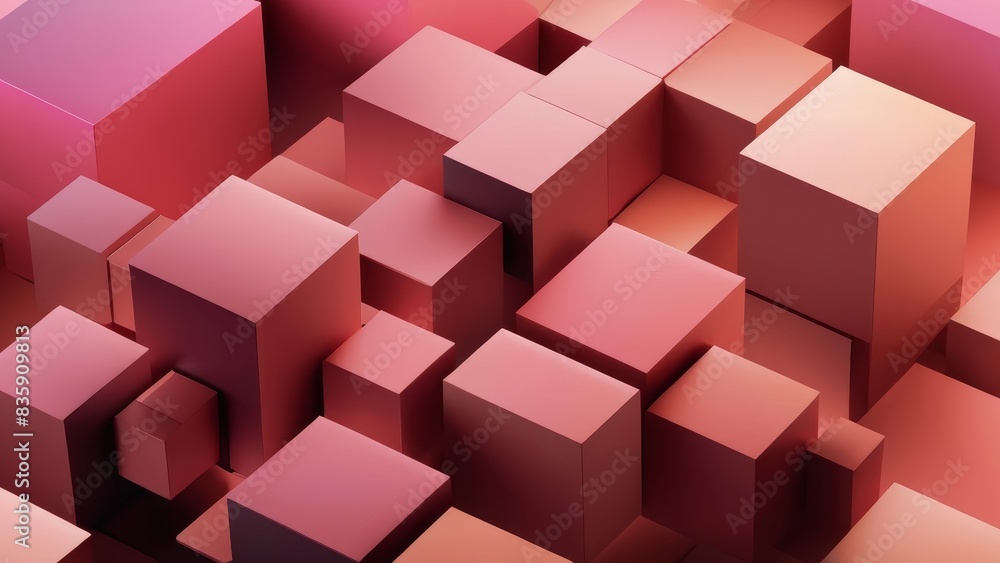3D Render of Innovative Tech Background Coral and Pink Multisized Blocks 3D Render of Innovative Tech Background Coral and Pink Multisized Blocks