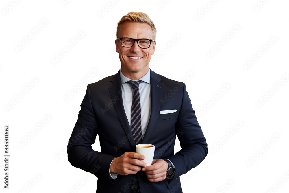 businessman having a cup of coffee isolated and cut out businessman having a cup of coffee isolated and cut out