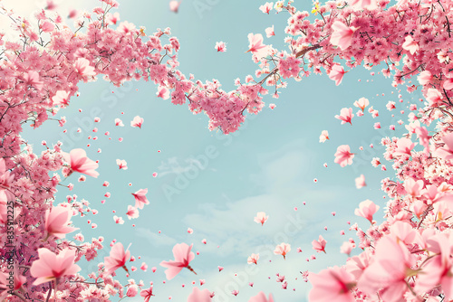 Pink cherry blossom floral design with texture and splash photo
