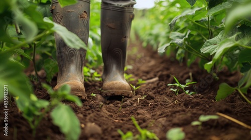 Farming Tending Crops in Rubber Boots
 photo