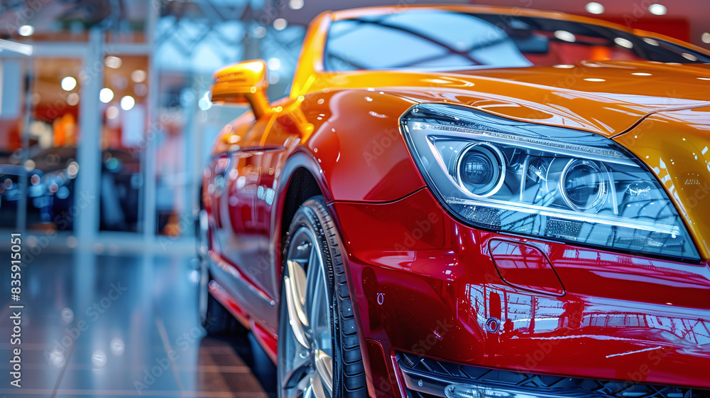 A luxury expensive car in a gradient color in an aurosalon A luxury expensive car in a gradient color in an aurosalon