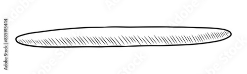 BLACK WHITE VECTOR CONTOUR DRAWING OF A ROLLING PIN FOR DOUGH