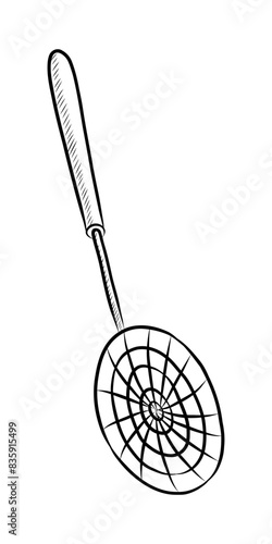 BLACK AND WHITE VECTOR CONTOUR DRAWING OF A KITCHEN SKIMMER