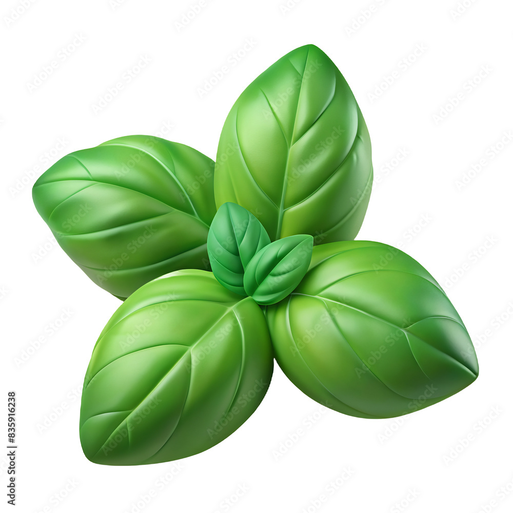 Fresh green basil just harvested Hyperrealistic Highly Detailed Isolated On Transparent Background Png File